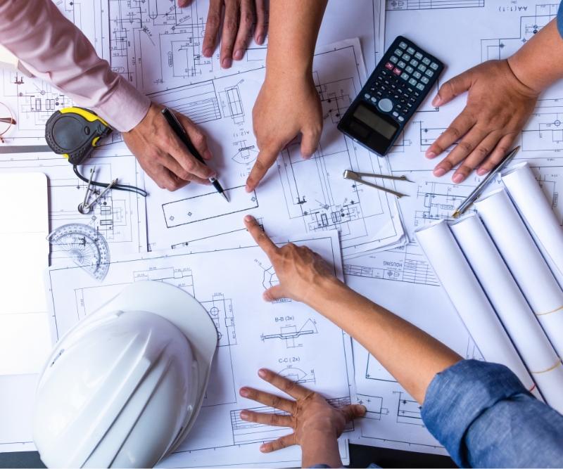 Clear Construction - construction planning - blueprints