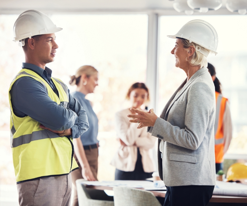 Clear Construction - construction manager working with client